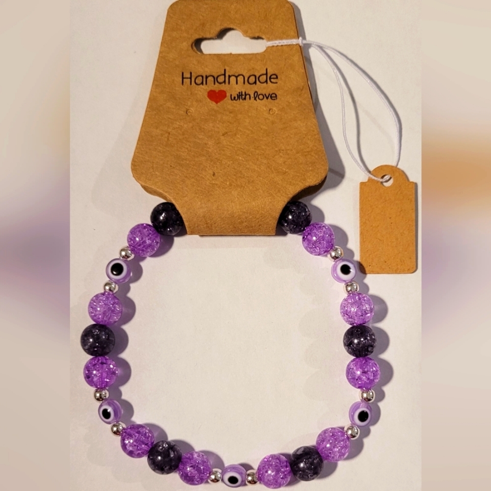 Purple Evil Eye Beaded Protection Mal De Ojo Luck Fashion Bracelet